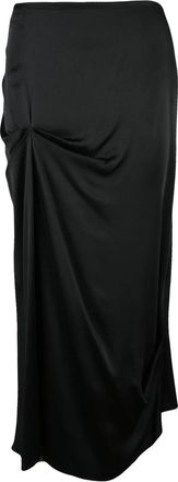 Victoria Beckham Black Satin Acetate Viscose Long Skirt