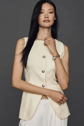 Maeve Linen Blend Cutaway Vest Jacket