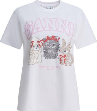 Ganni Cute Animals T-Shirts White