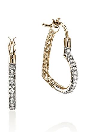 John Hardy Essentials Heart Pav&eacute; Hoop Earrings in Gold at Nordstrom