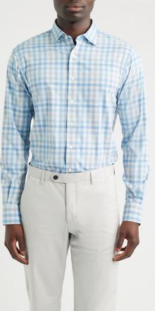 Johnnie-O Cay Everyday Performance Exploded Gingham Button-Up Shirt in Maliblu at Nordstrom, Size Xx-Large