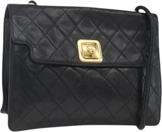 Chanel Pre-owned Cross Body Bags, female, Black, Size: ONE SIZE Pre-owned Vintage Leather Cross Body Bag