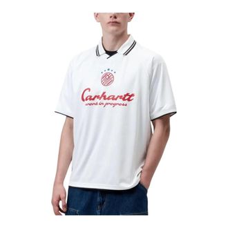 Carhartt Work in Progress Tops, Heren, Wit, M, Polyester, S/S Hartts Football T-Shirt