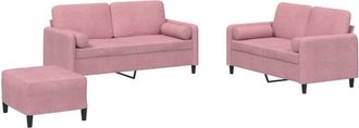 vidaXL Vidaxl - Juego De Sof&aacute;s Con Cojines 3 Piezas Terciopelo Rosa