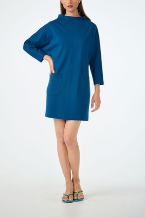 Trina Turk Caracas High Neck Ponte Dress in Burle Blue at Nordstrom, Size Xx-Large
