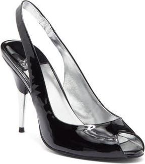 Jeffrey Campbell Charis Open Toe in Black Patent Silver at Nordstrom Rack, Size 6.5