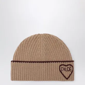 Chlo&eacute; Berretto Encoeur in lana e cashmere marrone