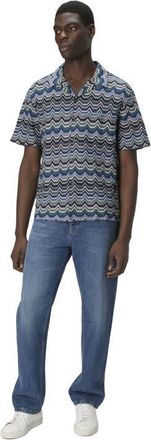 Missoni Bowling Shirt With Geometric Zigzag in Blue & Green at Nordstrom, Size 52 It