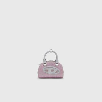 Diesel 1DR Dome - Small bowling bag in crystal Lurex - Crossbody Bags - Woman - Pink