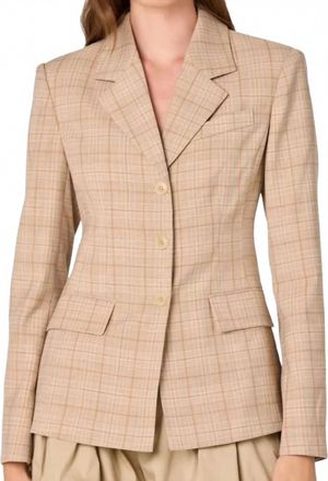 Astr Valor Tailored Blazer In Tan Plaid