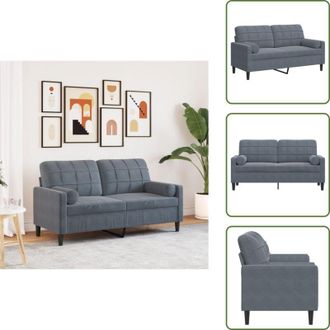 vidaXL Divano con cuscini - vidaXL Divano a 2 Posti con Cuscini Grigio Scuro 140 cm in Velluto - Divano relax