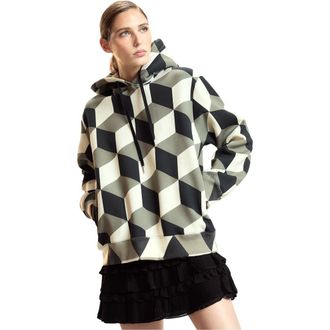 Cynthia Rowley Printed Hoodies in Geo Black/camel Combo at Nordstrom, Size X-Small