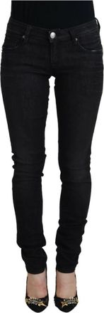 Acht Low Waist Denim Pants - Dames - Skinny Jeans - Zwart - W26 - Denim - Jeans