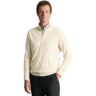 CHARLES TYRWHITT Merino Zip Neck Long Sleeve Sweater in Cream at Nordstrom, Size Xxx-Large