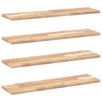 Berkfield Home Floating Shelves 4 pcs 100x20x2 cm Untreated Solid Wood Acacia in Brown | Size: 100 x 20 x 2 cm
