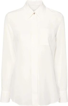 Lanvin Zijden Cr&ecirc;pe Shirt - Dames - Overhemden - Wit - S - Leer - Overhemden