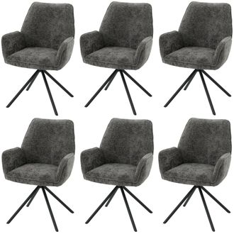 Hhg Nunca Usado] Juego De 6 Sillas De Comedor Hhg 494, Silla De Cocina Silla Con Reposabrazos, Posici&oacute;n Autom&aacute;tica Giratoria, Chenilla Oeko-tex Mvg, Gris 