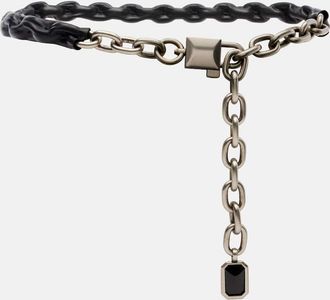 Dolce & Gabbana Embellished leather-trimmed belt