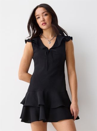 Twik Womens Crepe ruffle dress