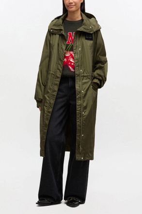 Ganni Nylon Parka Coat - Size 34 Green