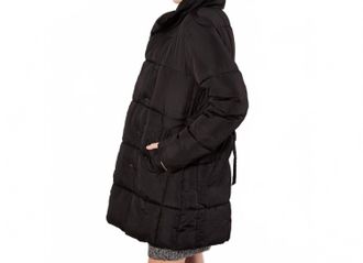 Apricot Quilted Belted Coat In Black