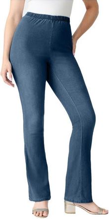 Roaman's Plus Size Comfort Stretch Bootcut Jean in Medium Stonewash Sanded at Nordstrom, Size 30