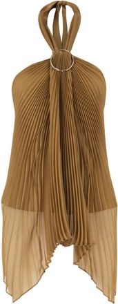 Max Mara Mxevalzer Plissiertes Neckholder-Top mit Ringdetail
