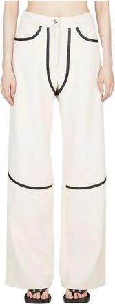 Paris Georgia Hoge Taille Piped Rodeo Broek - Dames - Straight fit broeken - Beige - M - Broeken