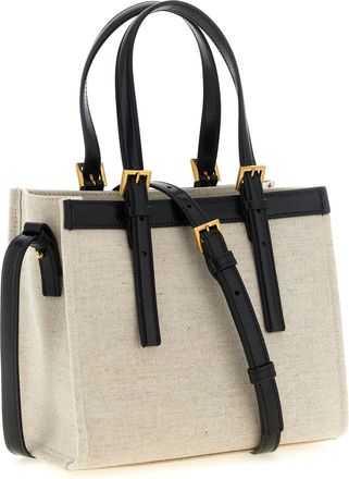 Versace Womens Rivi&egrave;re Tote Beige Linen Cotton Canvas