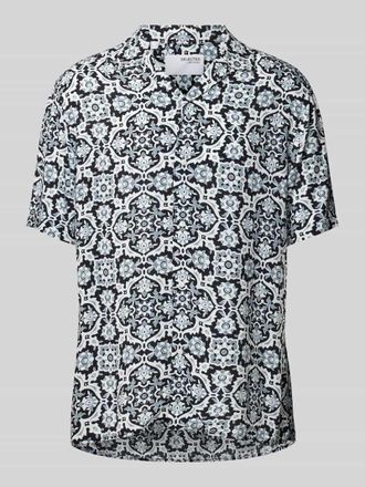 Selected Regular Fit Freizeithemd mit Allover-Muster in Marine, Größe S