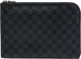 Louis Vuitton Pre-owned Damier Canvas Clutch - Heren - Pre-owned - Zwart - Maat: ONE Size Zijde