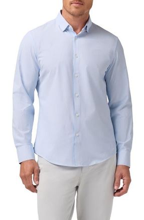 Mizzen+Main Leeward Trim Fit Cloud Blue Pinstripe No Tuck Button-Up Shirt in Cloud Blue Fine Line Stripe at Nordstrom, Size X-Large