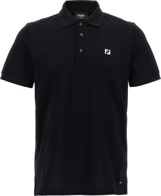 Fendi Black Short Sleeves Logo Polo