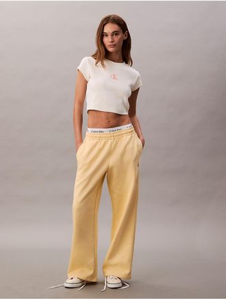 Calvin Klein Jeans Calvin Klein Womens Monologo Fleece Wide Leg Sweatpants - Yellow - XS