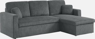 Sweeek Sweeek - Sof&aacute; Cama Esquinero Reversible 3 Plazas, Ida Pana, Gris Oscuro, 219x81x68 Cm