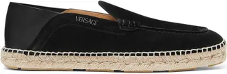 Versace logo-print suede espadrilles - men - Calf Leather/Rubber/Calf Leather - 41 - Black