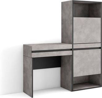 Skraut Home Skraut Home - Consola entrada, mueble con cajón, 130x145x35 cm, Recibidor, Zapatero, Estilo Moderno, Gris Cemento