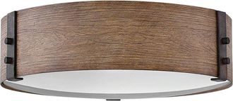 Elstead Lighting Plaf&oacute;n para exteriores, efecto madera de Secuoya y hierro oxidado