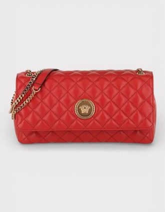 Versace Womens Versace Medusa Quilted Shoulder Bag Dark Red Gold - Size: O/S