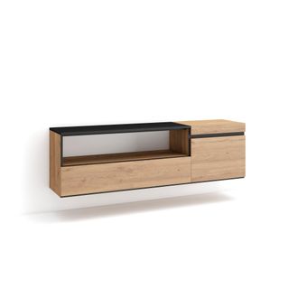 Skraut Home Skraut Home - Mueble Tv, Televisi&oacute;n, Muebles De Sal&oacute;n, Almacenaje, 150x45x35cm, Para Tv Hasta 65, Colgado, Suspendido, Estilo Moderno, Roble Y Negro