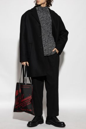 Maison Kitsuné Wool Coat, Mens, Black