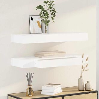 vidaXL Vidaxl - Estantes De Pared Flotantes Con Cajones 2 Uds Blanco 80 Cm