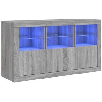 vidaXL Vidaxl - Aparador Con Luces Led Gris Sonoma 123x37x67 Cm