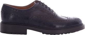 Doucal's Brown Embroidered Lace Ups Shoes