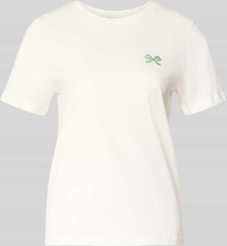 Ichi T-Shirt mit floralem Stitching Modell Aminna in Weiss, Gr&ouml;&szlig;e XXL