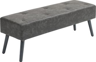 OEM Banco De Pie De Cama Banqueta De Dormitorio Con Patas De Madera Y Asiento Acolchado 114x38x42 Cm Gris
