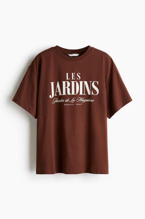 H&M Oversized T-Shirt - Braun/Les Jardins
