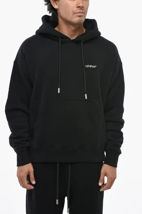 Off-white Brushed Cotton Hoodie WINDY ARROW with Embossed Logo Off-White