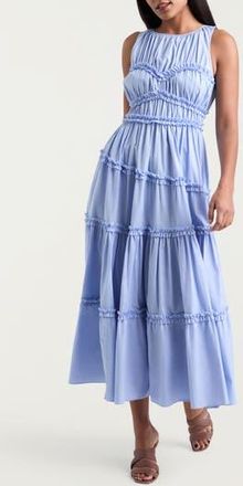 Cinq &agrave; Sept Sirrina Ruffle Tiered Dress in Blue Hydrangea at Nordstrom Rack, Size 10