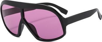 Generic Large Frame Driving Men Sunglasses Vacation Outdoor Women Sports Sun Glasses(Purple)